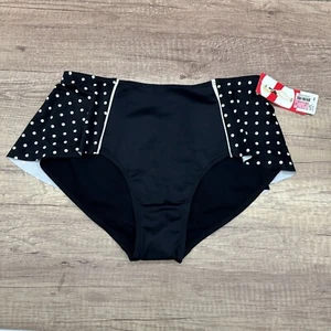SPANX Swim Bottom Womens Size 10 Black 2680 Flirty Skirted Polka Dots NWT - Picture 1 of 9