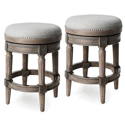 Maven Lane Pullman Swivel Bar Stool, Reclaimed Oak, Counter (Open Box) (2 Pack) - Image 1 of 4
