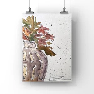 Abstract Bouquet Painting Watercolor Original Art Valentines Day Gift For Wife - Picture 1 of 10