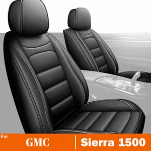 Car Front Row Seat Covers PU Leather Protector For GMC Sierra 1500 2011-2022 - Picture 1 of 5