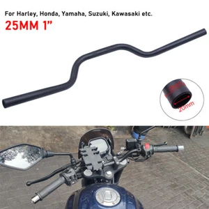 Barra de arrastre de manillar rastreador negro de 1" para Harley Honda Suzuki Kawasaki personalizada - Imagen 1 de 8