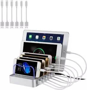 USB Ladestation Für Mehrere Geräte 6 Port Multi Handy Ladestation USB Ladegerät - Bild 1 von 12