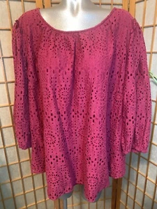 LAUREN CONRAD Burgundy Key Hole Lined Pullover Top * sz 3X - Picture 1 of 8