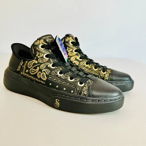 ZAPATILLAS SIN CORDONES SKECHERS X SNOOP DOGG DOBLE G PAISLEY NEGRAS DORADAS UNISEX 6,5M - Imagen 1 de 11