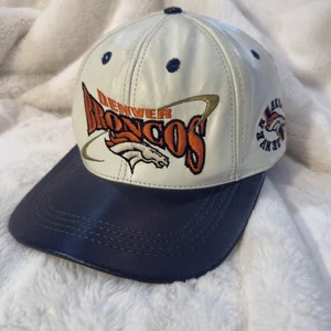 Vintage Denver Broncos Mütze Kappe Riemen hinten Herren OS NFL Football Leder 90er USA - Bild 1 von 10