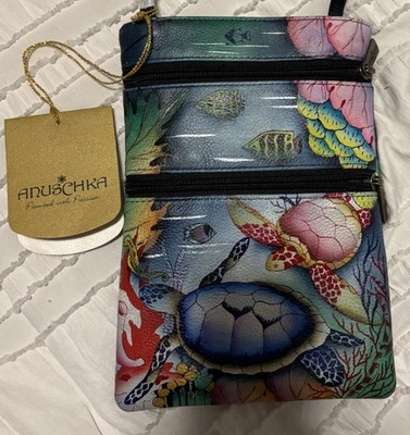 Bolso Bandolera de Viaje Anushka Mini Doble Cremallera Nuevo con Etiquetas Sea Turtle Foto 1 de 4