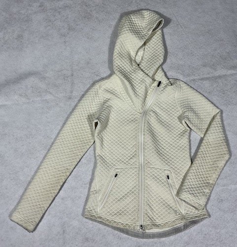 OFF WHITE New Balance Donna S Camicia Felpa Giacca Cappotto Zip Cappuccio Tasche Panna