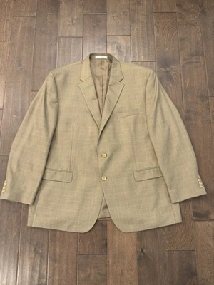 Ralph Lauren Mens Blazer Sports Jacket Coat Size 48R Beige Glen Plaid Two Button - Image 1 of 4
