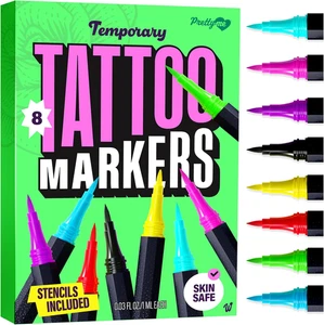 Temporary Tattoos Markers - Henna Body Tattoo Kit for Girls & Adults - Skin Pens - Picture 1 of 12