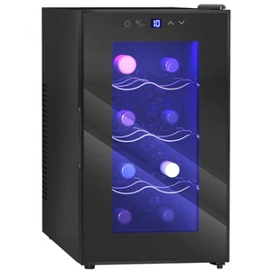 HOMCOM Cantinetta Vino Frigo per 8 Bottiglie Display Touch e Ripiani Regolabili - Foto 1 di 10