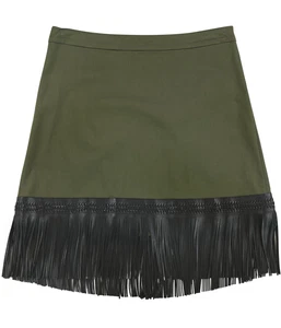 Alexis Womens Faux Leather Fringe A-line Skirt, Green, Large - Picture 1 of 2