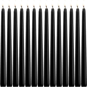 14-Pack 10-Inch Black Taper Candles | Unscented & Dripless | 7.5-Hour Burn fo... - Picture 1 of 7