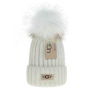 UGG Blanco Grueso Pom Tejido Acanalado Gorro Puño Mujeres Niñas Grueso Cálido ENVÍO GRATUITO - Imagen 1 de 3