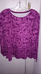 Talbots Paisley Print Size 3X Petite Long Sleeve Tee Top Pink White New Tags - Picture 1 of 5