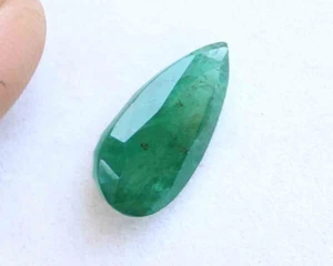 8.90 Cts NATURAL ZAMBIAN BEAUTIFUL EMERALD PEAR TOP GREEN GEMSTONE UNHEATED - Picture 1 of 4