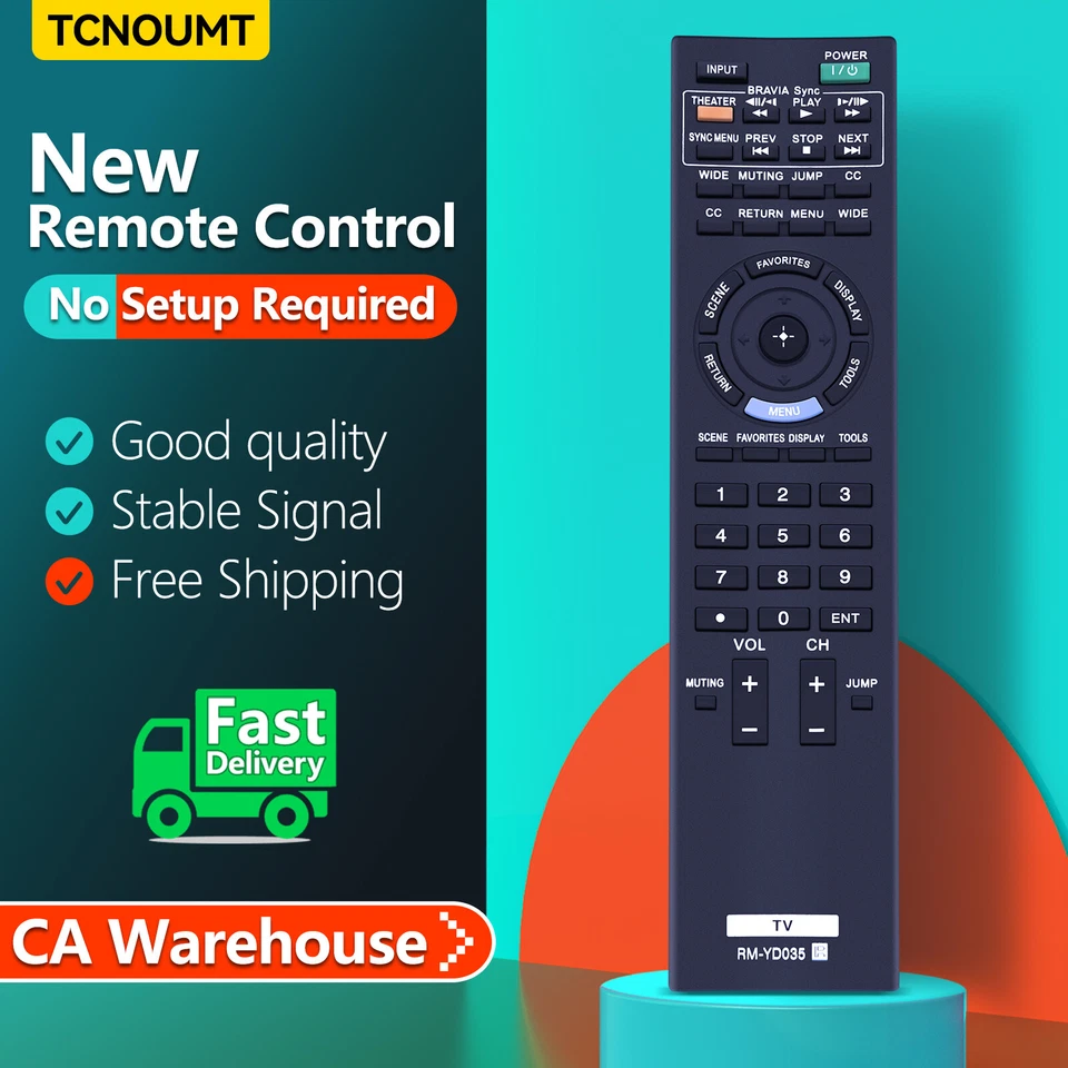 TCNOUMT RM-YD035 Remote Control For Sony Bravia TV KDL-32BX300 KDL-46EX400 KDL-40EX401