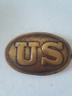 Vintage Brass U S Civil War Union Replica Oval Design Belt Buckle