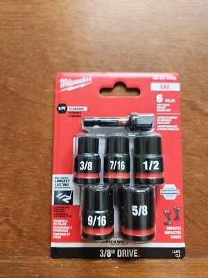 Milwaukee 49-66-7035 3/8" Drive SAE Standard 6pt Impact 6pc Socket Set - Image 1 of 2