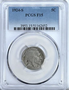 1924 S BUFFALO NICKEL F15 Graded PCGS FINE Nice Original Legible Coin 3953 - Picture 1 of 2