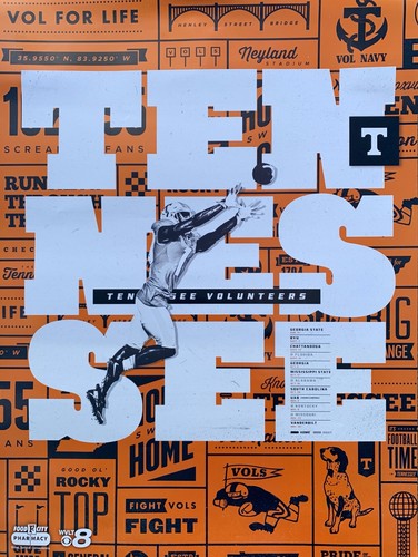 2019 University of Tennessee Volunteers Football Schedule Poster Vols