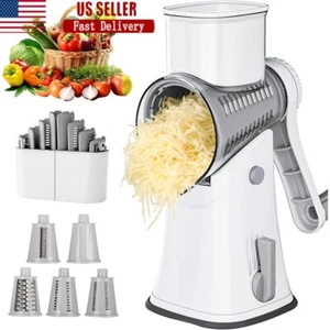 Rallador de queso giratorio 5 en 1 con mango picador de acero inoxidable cortador triturador EE. UU. - Imagen 1 de 7