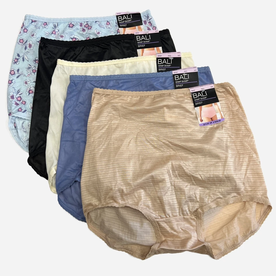 Bali M 6 A633 3 Pair Assorted Nylon Skimp Skamp Brief Panties