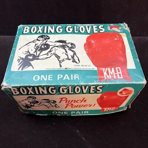 Vintage KM-8 Boxing Gloves With Original Box 1970s -Red- - Picture 1 of 11