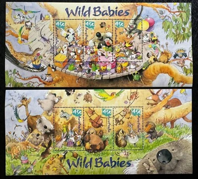 Hoja miniatura de dibujos animados de bebés salvajes Australia 2001 x 2 MNH A5890 Foto 1 de 4