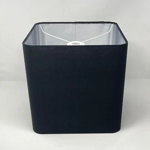 Lampshade Black Velvet Brushed Silver Rounded Square Light Shade - Picture 1 of 11