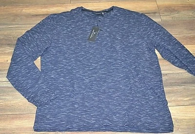 Marc Anthony Slim Fit Long Sleeve Waffle Henley Navy MSRP $34.00 - Image 1 of 2