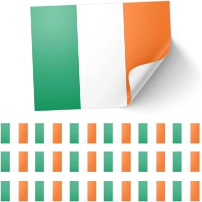 PANDA LOCO 20 X Pegatinas Bandera Irlandesa Irlanda - Rectángulo Evento Laptop Viaje 8,5 x 5,5 cm