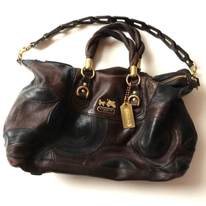 Rare Vintage COACH Madison Inlaid Leather Op Art Sabrina Satchel Purse 12961 - Picture 1 of 24