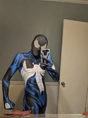 Blue Venom Spider-man Jumpsuit Cosplay Costume Superhero Bodysuit Halloween Suit Foto 1 de 4
