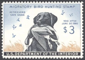1958 US Scott #RW26 $3 Labrador Carrying Mallard Drake Federal Duck Stamp MNH - Picture 1 of 2