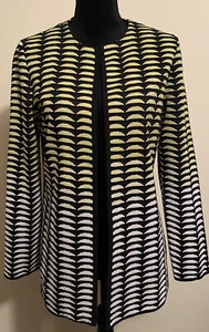NWOT MING WANG LONG SLEEVED GEOMETRIC GREEN/BLACK CLASP FRONT JACKET SIZE SMALL - Picture 1 of 12
