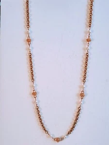 Heavy Goldtone & Faux Pearl Necklace 38" - Picture 1 of 4
