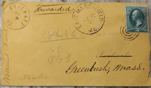 Vintage Postal Cover 1870s Greenbush Scituate MA Scott #158 Washington - Picture 1 of 1