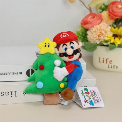 14cm Super Mario Bros Plush Christmas Tree Mario Stuffed Toy Keychain Doll - Image 1 of 4