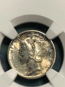 1944D 10 CENTS MERCURY DIME NGC MS66FB ALL ORIGINAL TONING, BLISTERING LUSTER! - Picture 1 of 4