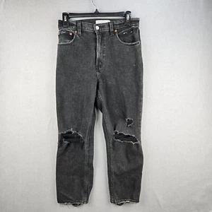 Pantalones de mezclilla para mujer Abercrombie & Fitch 26 tiro ultra alto negros desgastados grunge - Imagen 1 de 20