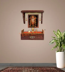 Holz Jharokha Stil Tempel mit LED Leuchten | Holzmandir | Tempel | Puja Ghar - Bild 1 von 5