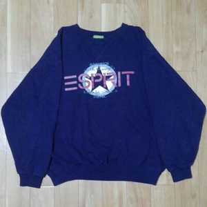 ESPRIT Sweatshirt 90s Vintage Size L Navy From JAPAN - Picture 1 of 8