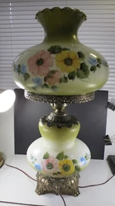 Vintage Extra Large Gone with the Wind Lamp Hand Painted Flowers 25" TALL - Picture 1 of 10