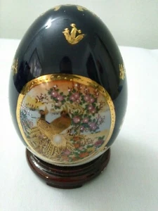 Limoges Frankreich - Pfauen im Paradies - großes Designer Ei auf Ständer - Bild 1 von 4