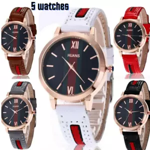 Confezione da 5 orologi all'ingrosso lotti alla rinfusa uomo donna pelle PU orologi da polso analogici - Foto 1 di 3