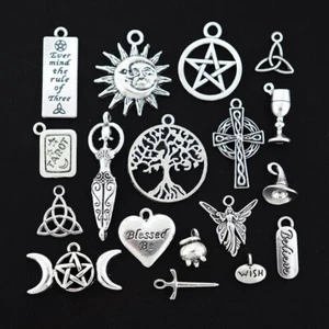Colección Wiccan Charm Antiguo Tono Plata 18 Dijes Diferentes - COL016 - Imagen 1 de 2