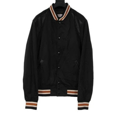 Coach Mens Varsity Jacket Size US M IT 50 Black Gold Tan Leather Trim Teddy - Image 1 of 4