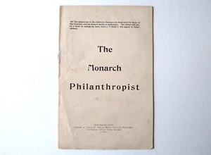 Scarce 1892 The Monarch Philanthropist Book Manuscript Pub by Cubery & Company - Picture 1 of 6