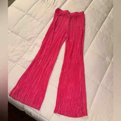 Pantalones de discoteca plisados estilo retro pierna ancha rosa neón Rue21 Foto 1 de 4