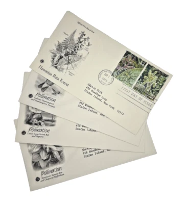 Pollination & Hawaiian Rain Forest / FDC First Day Issue Envelopes / Lot of 4 - Image 1 of 4